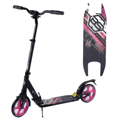 Самокат алюминиевый складной Best Scooter (Черный с розовым)
