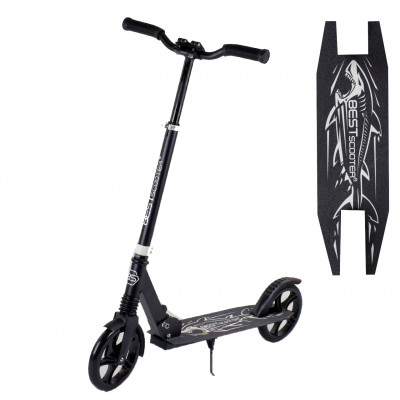 Самокат двухколесный "Best Scooter" 68848 "Shark", Черный, зажим руля, колеса PU - 20 см, 1 амортизатор