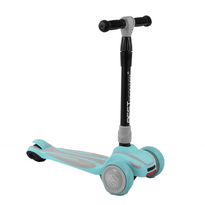 Самокат трехколесный S-7102 Best Scooter, MAXI, складной алюминиевый руль, 3 колеса PU со светом, бирюзовый