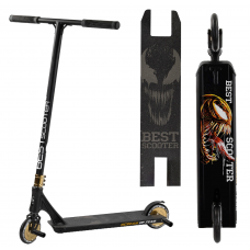 Самокат трюковой 71383 Best Scooter (4) HIC-система, Пеги, алюминиевый диск и дека, колёса 120мм PU, ширина руля - 57 см, золото Самокат трюковой 71383 Best Scooter (4) HIC-система, Пеги, алюминиевый диск и дека, колёса 120мм PU, ширина руля - 57 см, золото