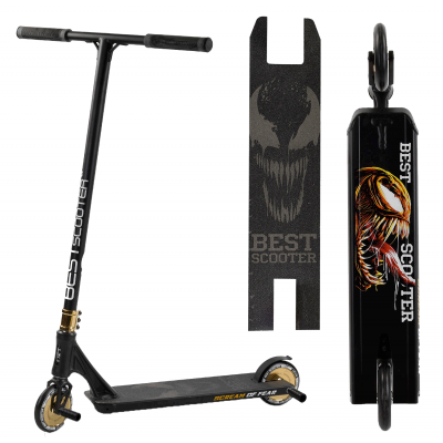 Самокат трюковой 71383 Best Scooter (4) HIC-система, Пеги, алюминиевый диск и дека, колёса 120мм PU, ширина руля - 57 см, золото