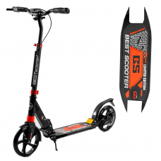 Самокат двухколесный Best Scooter 75588, колеса PU, d колес - 200мм, 2 амортизатора, зажим руля, дисковый тормоз, красный
