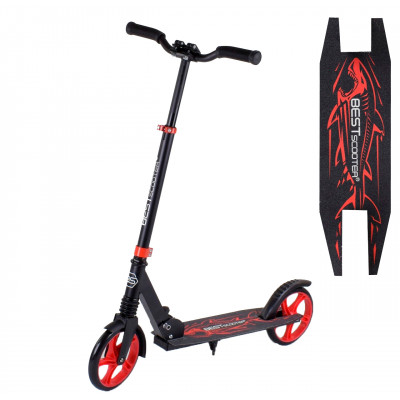 Самокат двухколесный "Best Scooter" 77449 "Shark", Красный, зажим руля, колеса PU - 20 см, 1 амортизатор