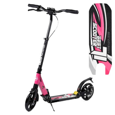 Двоколісний самокат 77900 "Best Scooter", Дисковий гальмо, колеса - 20 см PU, 2 амортизатора, рожевий