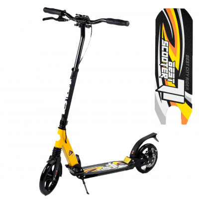 Двухколесный самокат 85189 "Best Scooter", Дисковый тормоз, колеса - 20 см PU, 2 амортизатора, желтый