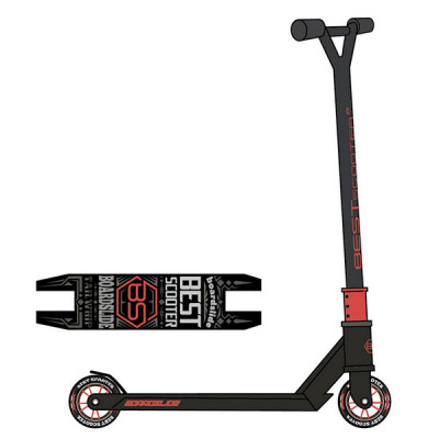 Самокат трюкових Best Scooter (Чорний з червоним)
