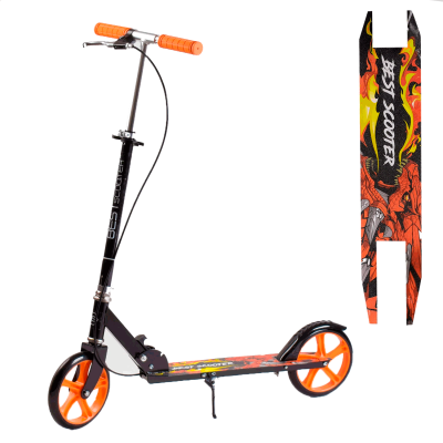 Самокат двоколісний "Best Scooter" з ручним гальмом, колеса PU, d = 20 см, гріпси гумові, довжина дошки 52 см, ширина деки 10 см, помаранчевий