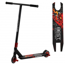 Самокат трюковой Best Scooter CB-00704, красный, HIC-система, ПЕГИ, алюминиевый диск и дека, колёса PU, d=110мм, ширина руля - 54 см