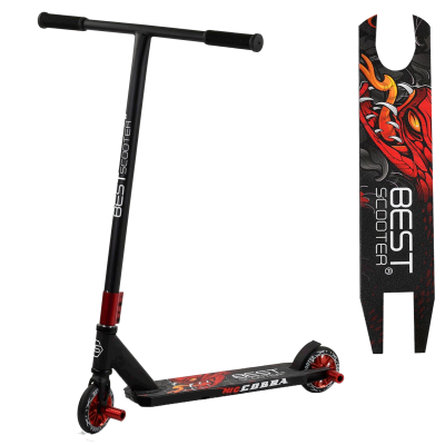 Самокат трюковой Best Scooter CB-00704, красный, HIC-система, ПЕГИ, алюминиевый диск и дека, колёса PU, d=110мм, ширина руля - 54 см
