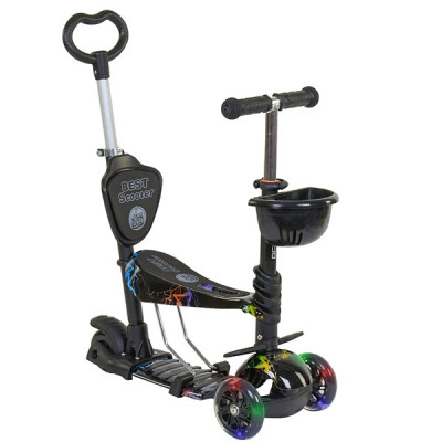 Дитячий самокат 5в1 Best Scooter Абстракція (Чорний)