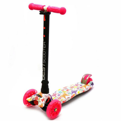 Самокат Best Scooter Maxi Flower (Біло-рожевий)